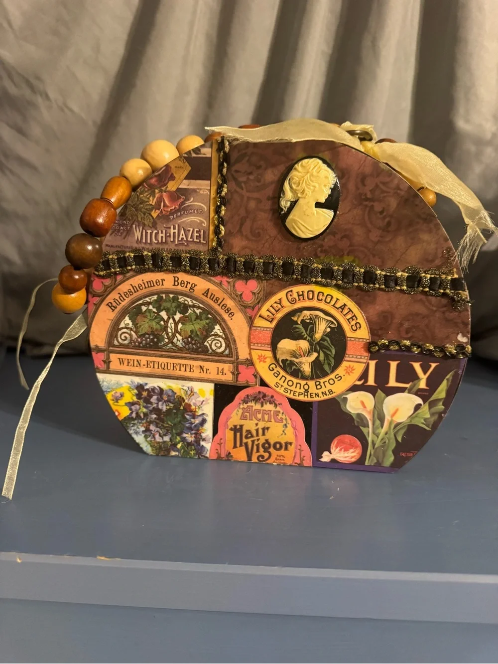 Round Decorative Women's Handbag in Black and Multi